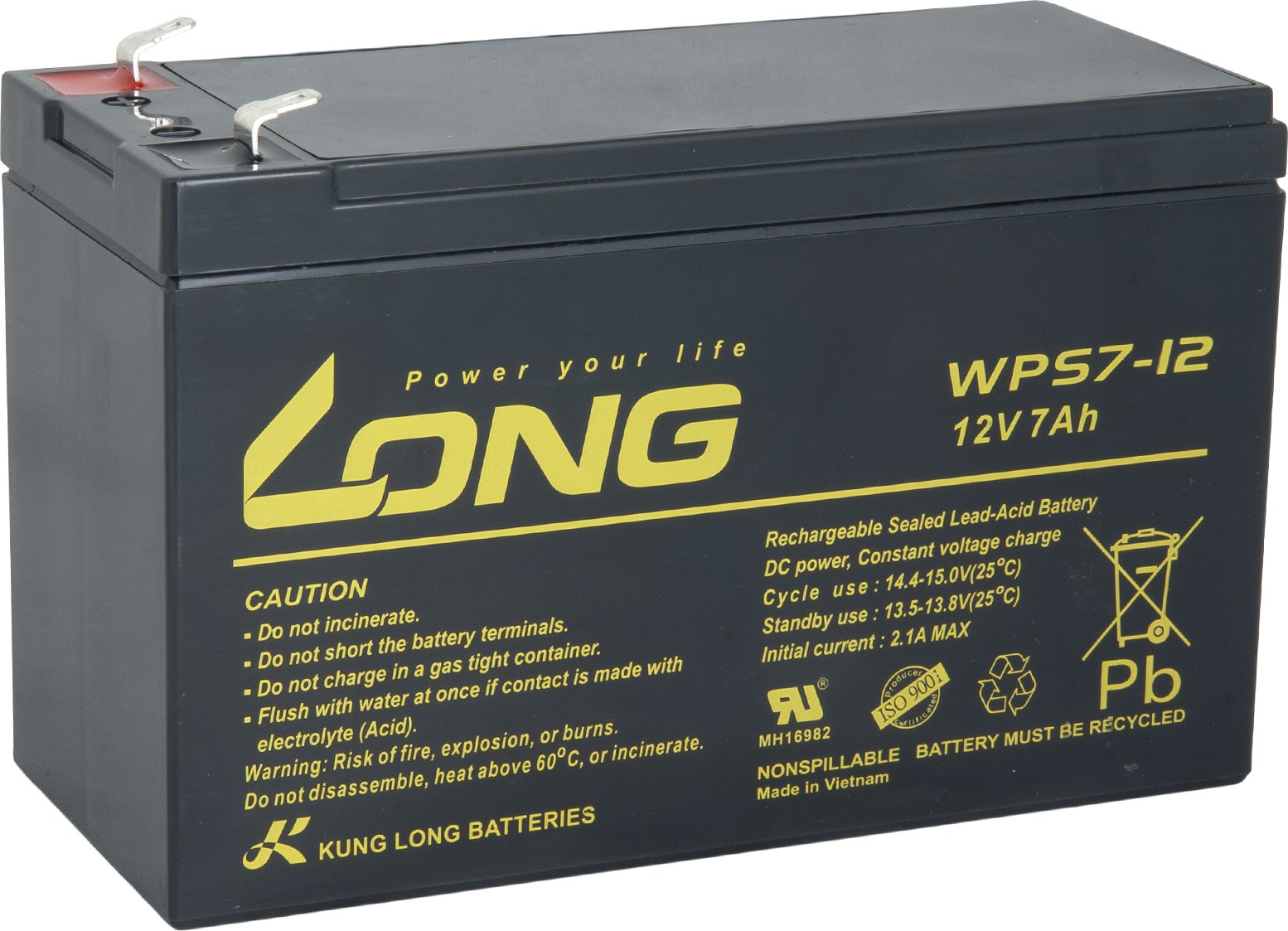 LONG baterie 12V 7Ah F1 (WPS7-12)