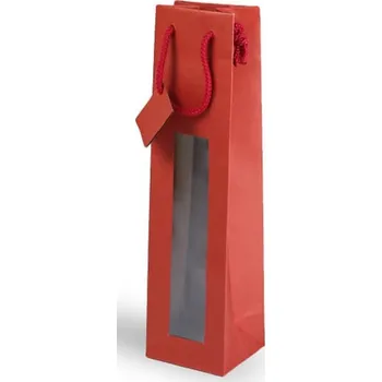 Dárková taška Papírová taška s okýnkem 1 láhev červená