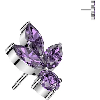 Piercing Atreya Titanová bezzávitová koncovka zirkonový list Barva: Fialová