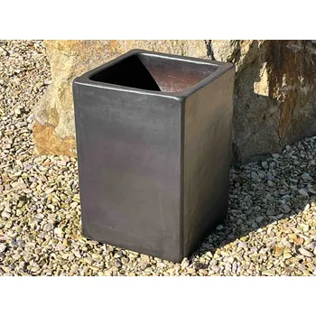 Zahradní dekorace ZahradniDekorace venkovní keramické květináče - váza SQUARE I, výška 46 cm ODSTÍN-GLAZURA: 3. tmavěhnědá-TH