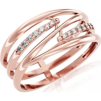 Prsten Couple, Elegantní prsten Trisha, růžové zlato se zirkony, vel. 56, prům. 17.8 mm, 585-66-1-0319.4C00.0.56.001