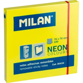 Samolepící bloček Samolepicí bloček neon 76x76mm Milan žlutý