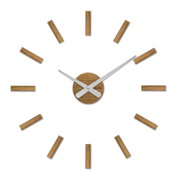 Hodiny VLAHA Luxusní dubové nalepovací hodiny MINIMAL vyrobené v Čechách se stříbrnými ručkami ⌀59cm VCT1140 (hodiny s vůní dubového dřeva a certifikátem pravosti a datem výroby)