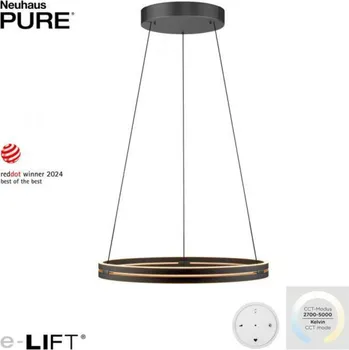 PAUL NEUHAUS LED závěsné svítidlo PURE E-Loop elektrické 2700-5000K dub/černá perleť 2551-18