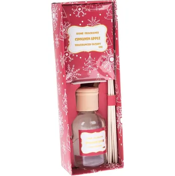 Vánoční dekorace Dárková sada vonný difuzér Skořice a jablko + vonný sáček, 8,4 x 24,6 x 6,2 cm, červená