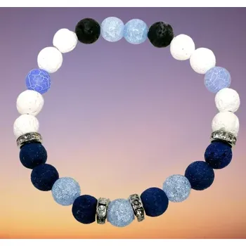 Náramek Lávový náramek s puk. křišťálem 8 mm