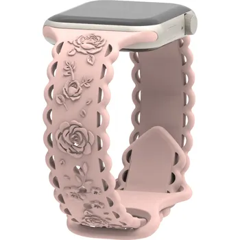 Příslušenství k chytrým hodinkám Perforované růže řemínek pro Apple Watch 42/44/45/46/49mm Barva: Světle Růžová