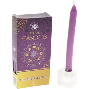 Svíčka Green Tree Ritual Candles Magické svíčky Transformation (Fialová), 10 ks. 12 x 1 cm