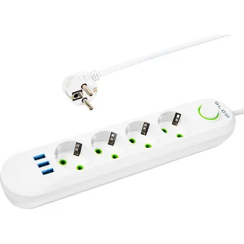 Prodlužovací kabel BLOW Prodlužovačka 4x 3m PS-430 3xUSB bílá 2x1mm