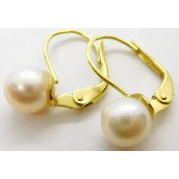 Náušnice Klenoty Budín Dámské zlaté náušnice s pravými bílými perlami AAA 6-6,5mm 2ks 585/1,55gr HK2309 (Klenoty Budín Dámské zlaté náušnice s pravými bílými perlami AAA 6-6,5mm 2ks 585/1,55gr HK2309)