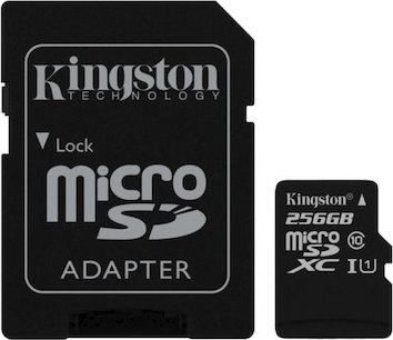 Paměťová karta Kingston 256GB Micro SecureDigital + SD adaptér