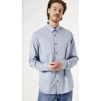 Pánská košile Garcia pánská košile se vzorem dlouhý rukáv světle modrá Velikost: XL
