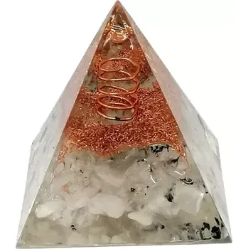Orgonitová pyramida s měsíčním kamenem a spirálou života