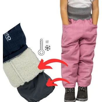 Dívčí kalhoty Esito (ušito v ČR) Dívčí zimní softshellové oteplovačky Esito s umělým kožíškem vel. 86-146 růžové