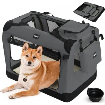 přepravka pro zvíře Leopet Přepravní box pro psy L, 70 x 52 x 52 cm, antracit