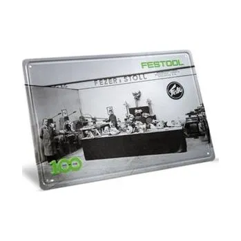 Plakát Festool MES-FT2 100Y Plechová cedule s&nbsp;retro veletržním stánkem 100&nbsp;let (578401)