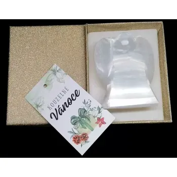 Vánoční dekorace Vánočně balený selenitový anděl s kartičkou