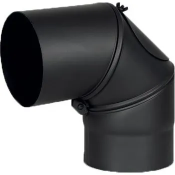 Kouřovod Ocelové koleno 0-90° kouřovodu 150 mm, přenastavitelné, s čisticím otvorem, tloušťka 1,5 mm