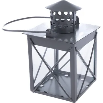 Svícen Kovová lucerna na svíčku Camille, šedá, 7 x 10,5 x 7 cm