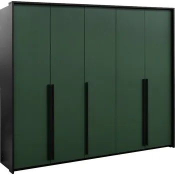 Šatní skříň STO Šatní skříň GENUA 255 cm, Černá / Olivová