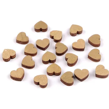 Dřevěné srdce mini k nalepení Ø10 mm - zlatá (20 ks)