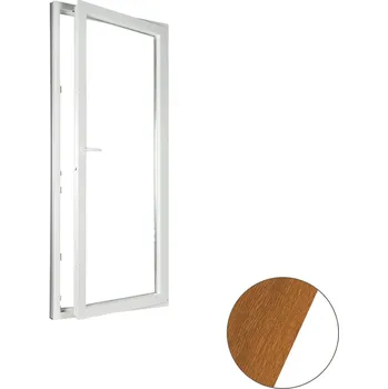 Okno ALUPLAST Plastové jednokřídlové balkonové dveře zlatý dub/bílé 90x220 Pravé Zasklení: Dvojsklo Ug= 1,1