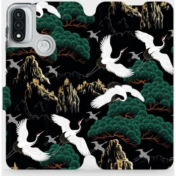 Pouzdro na mobilní telefon Flipové pouzdro Mobiwear - Motorola Moto E20 - VP16S Jeřábi (Knížkové flip pouzdro, obal, kryt na mobil Motorola Moto E20 - VP16S Jeřábi, materiál Umělá kůže + TPU - ochrana 360°, stojánek, silikonová vanička, magnetické zavírání)