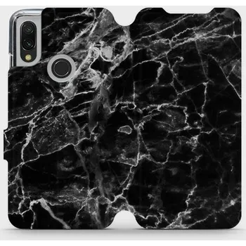 Pouzdro na mobilní telefon Flipové pouzdro Mobiwear - Xiaomi Redmi 7 - V056P Černý mramor (Knížkové flip pouzdro, obal, kryt na mobil Xiaomi Redmi 7 - V056P Černý mramor, materiál Umělá kůže + TPU - ochrana 360°, stojánek, silikonová vanička, magnetické zavírání)