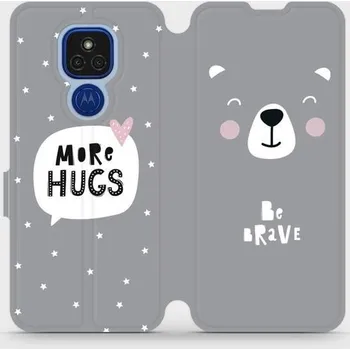 Pouzdro na mobilní telefon Flipové pouzdro Mobiwear - Motorola Moto E7 Plus - MH06P Be brave - more hugs (Knížkové flip pouzdro, obal, kryt na mobil Motorola Moto E7 Plus - MH06P Be brave - more hugs, materiál Umělá kůže + TPU - ochrana 360°, stojánek, silikonová vanička, magnetick