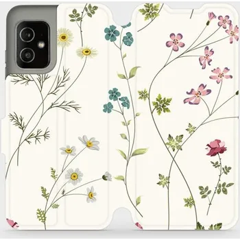 Pouzdro na mobilní telefon Flipové pouzdro Mobiwear - Asus Zenfone 8 - MD03S Tenké rostlinky s květy (Knížkové flip pouzdro, obal, kryt na mobil Asus Zenfone 8 - MD03S Tenké rostlinky s květy, materiál Umělá kůže + TPU - ochrana 360°, stojánek, silikonová vanička, magnetické zavírá