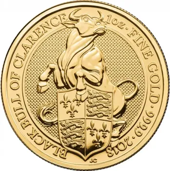 Royal Mint Zlatá investiční mince Black Bull 1 Oz | Queens Beasts | 2018 | 31,1 g