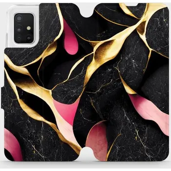 Telefonní příslušenství Flipové pouzdro Mobiwear - Samsung Galaxy A51 - VP35S Černý a zlatavý mramor (Knížkové flip pouzdro, obal, kryt na mobil Samsung Galaxy A51 - VP35S Černý a zlatavý mramor, materiál Umělá kůže + TPU - ochrana 360°, stojánek, silikonová vanička, magnetické)
