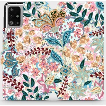 Pouzdro na mobilní telefon Flipové pouzdro Mobiwear - Samsung Galaxy M51 - MX04S Spletité kvítky a listy (Knížkové flip pouzdro, obal, kryt na mobil Samsung Galaxy M51 - MX04S Spletité kvítky a listy, materiál Umělá kůže + TPU - ochrana 360°, stojánek, silikonová vanička, magnetick