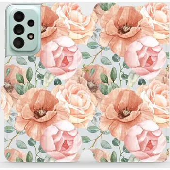 Pouzdro na mobilní telefon Flipové pouzdro Mobiwear - Samsung Galaxy A33 5G - MP02S Pastelové květy (Knížkové flip pouzdro, obal, kryt na mobil Samsung Galaxy A33 5G - MP02S Pastelové květy, materiál Umělá kůže + TPU - ochrana 360°, stojánek, silikonová vanička, magnetické zavírání