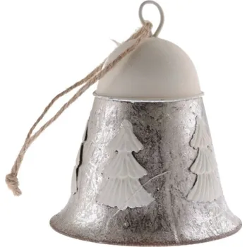 Vánoční dekorace Závěs Zvoneček 8,5cm vánoční, kovový, stříbrný