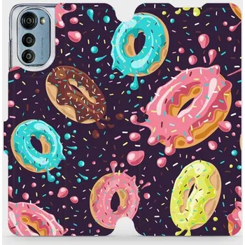 Pouzdro na mobilní telefon Flipové pouzdro Mobiwear - Motorola Moto E32 - VP19S Donutky (Knížkové flip pouzdro, obal, kryt na mobil Motorola Moto E32 - VP19S Donutky, materiál Umělá kůže + TPU - ochrana 360°, stojánek, silikonová vanička, magnetické zavírání)