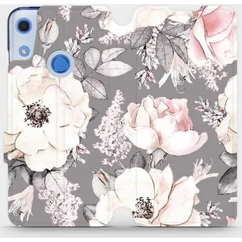 Pouzdro na mobilní telefon Flipové pouzdro Mobiwear - Huawei Y6S / Honor 8A - MX06S Květy na šedém pozadí (Knížkové flip pouzdro, obal, kryt na mobil Huawei Y6S / Honor 8A - MX06S Květy na šedém pozadí, materiál Umělá kůže + TPU - ochrana 360°, stojánek, silikonová vanička,)