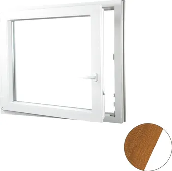 Okno ALUPLAST Plastové okno jednokřídlo zlatý dub/bílé 90x60 Otvírání: Levé, Zasklení: Dvojsklo Ug= 1,1