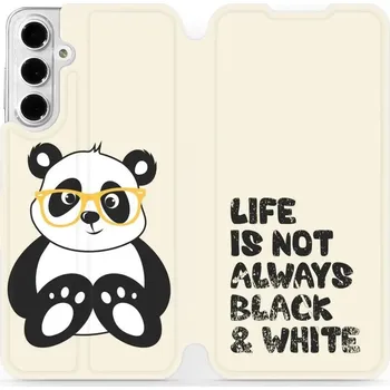 Pouzdro na mobilní telefon Flipové pouzdro Mobiwear - Samsung Galaxy A16 / A16 5G - M041S Panda - life is not (Knížkové flip pouzdro, obal, kryt na mobil Samsung Galaxy A16 / A16 5G - M041S Panda - life is not, materiál Umělá kůže + TPU - ochrana 360°, stojánek, silikonová vanička,