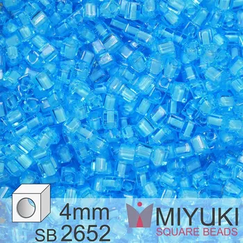 Dětské navlékací korálky Korálky Miyuki SQUARE Beads 4mm. Barva Sky Blue Lined Aqua SB2652. Balení 5g.