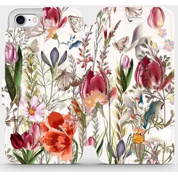 Pouzdro na mobilní telefon Flipové pouzdro Mobiwear - Apple iPhone 7 - MP01S Rozkvetlá louka (Knížkové flip pouzdro, obal, kryt na mobil Apple iPhone 7 - MP01S Rozkvetlá louka, materiál Umělá kůže + TPU - ochrana 360°, stojánek, silikonová vanička, magnetické zavírání)