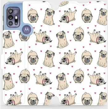 Pouzdro na mobilní telefon Flipové pouzdro Mobiwear - Motorola Moto G30 - M097P Mopsíci (Knížkové flip pouzdro, obal, kryt na mobil Motorola Moto G30 - M097P Mopsíci, materiál Umělá kůže + TPU - ochrana 360°, stojánek, silikonová vanička, magnetické zavírání)
