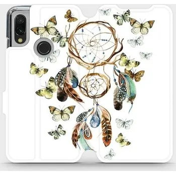 Pouzdro na mobilní telefon Flipové pouzdro Mobiwear - Xiaomi Redmi 7 - M001P Lapač a motýlci (Knížkové flip pouzdro, obal, kryt na mobil Xiaomi Redmi 7 - M001P Lapač a motýlci, materiál Umělá kůže + TPU - ochrana 360°, stojánek, silikonová vanička, magnetické zavírání)