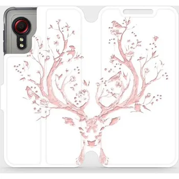 Pouzdro na mobilní telefon Flipové pouzdro Mobiwear - Samsung Galaxy Xcover 5 - M007S Růžový jelínek (Knížkové flip pouzdro, obal, kryt na mobil Samsung Galaxy Xcover 5 - M007S Růžový jelínek, materiál Umělá kůže + TPU - ochrana 360°, stojánek, silikonová vanička, magnetické zavírá