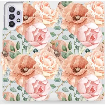Pouzdro na mobilní telefon Flipové pouzdro Mobiwear - Samsung Galaxy A32 5G - MP02S Pastelové květy (Knížkové flip pouzdro, obal, kryt na mobil Samsung Galaxy A32 5G - MP02S Pastelové květy, materiál Umělá kůže + TPU - ochrana 360°, stojánek, silikonová vanička, magnetické zavírání