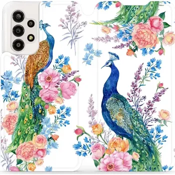 Pouzdro na mobilní telefon Flipové pouzdro Mobiwear - Samsung Galaxy A13 - MX08S Pávi (Knížkové flip pouzdro, obal, kryt na mobil Samsung Galaxy A13 - MX08S Pávi, materiál Umělá kůže + TPU - ochrana 360°, stojánek, silikonová vanička, magnetické zavírání)