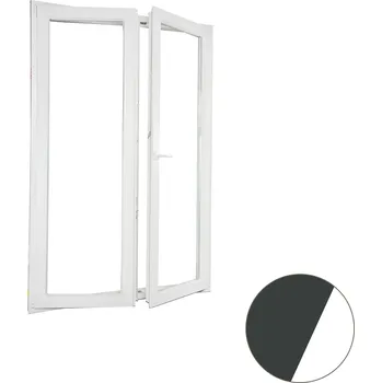 Okno ALUPLAST Plastové dvoukřídlé balkonové dveře antracit/bílé 150x200 Otvírání: Pravé, Zasklení: Dvojsklo Ug= 1,1