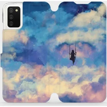 Pouzdro na mobilní telefon Flipové pouzdro Mobiwear - Samsung Galaxy A03s - MR09S Dívka na houpačce v oblacích (Knížkové flip pouzdro, obal, kryt na mobil Samsung Galaxy A03s - MR09S Dívka na houpačce v oblacích, materiál Umělá kůže + TPU - ochrana 360°, stojánek, silikonová vaničk