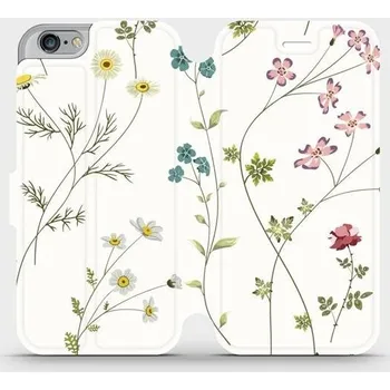 Pouzdro na mobilní telefon Flipové pouzdro Mobiwear - Apple iPhone 6 / iPhone 6s - MD03S Tenké rostlinky s květy (Knížkové flip pouzdro, obal, kryt na mobil Apple iPhone 6 / iPhone 6s - MD03S Tenké rostlinky s květy, materiál Umělá kůže + TPU - ochrana 360°, stojánek, silikonová)