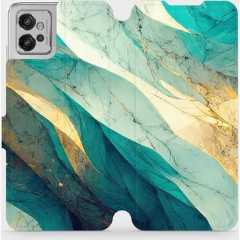 Pouzdro na mobilní telefon Flipové pouzdro Mobiwear - Motorola Moto G32 - VP37S Zlatavý a zelenkavý mramor (Knížkové flip pouzdro, obal, kryt na mobil Motorola Moto G32 - VP37S Zlatavý a zelenkavý mramor, materiál Umělá kůže + TPU - ochrana 360°, stojánek, silikonová vanička,)